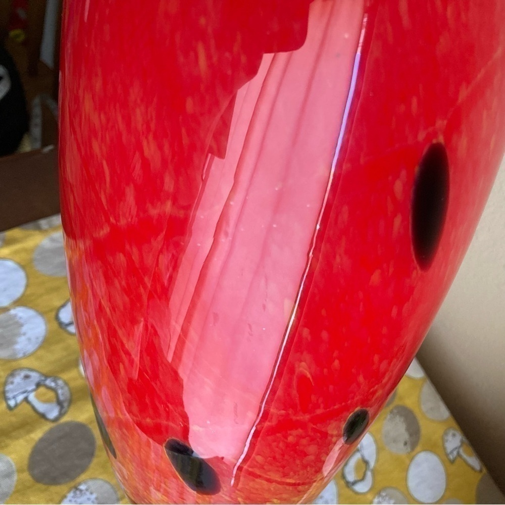 Vintage red and black spotted Murano style vase - Picture 13 of 16